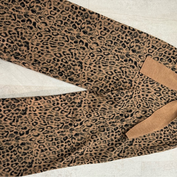 Anthropologie Moth Sweater Pants Tan Black Leopard Print Small - Picture 3 of 9
